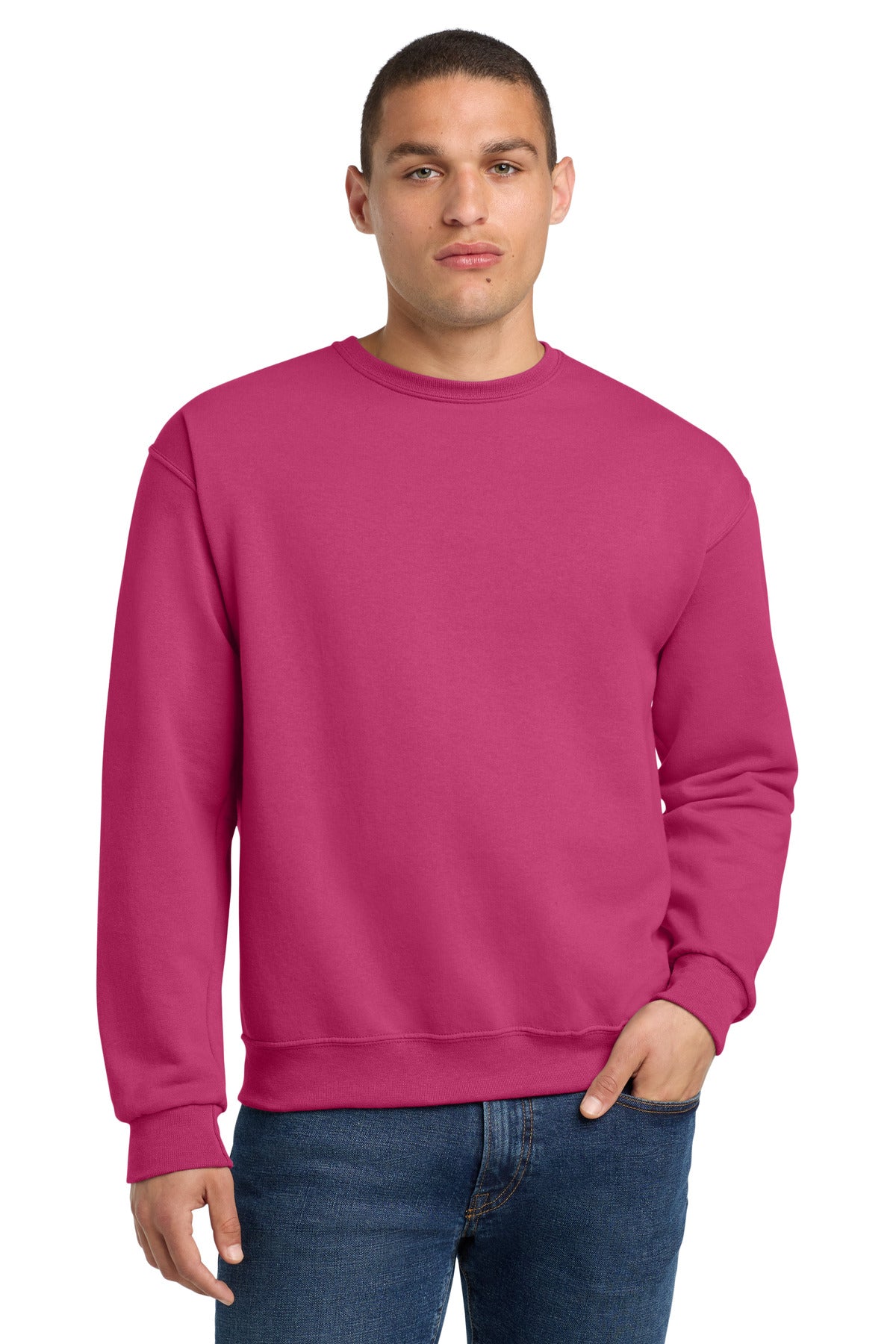 Custom logo Jerzees® - NuBlend® Crewneck Sweatshirt.  562M in Cyber Pink