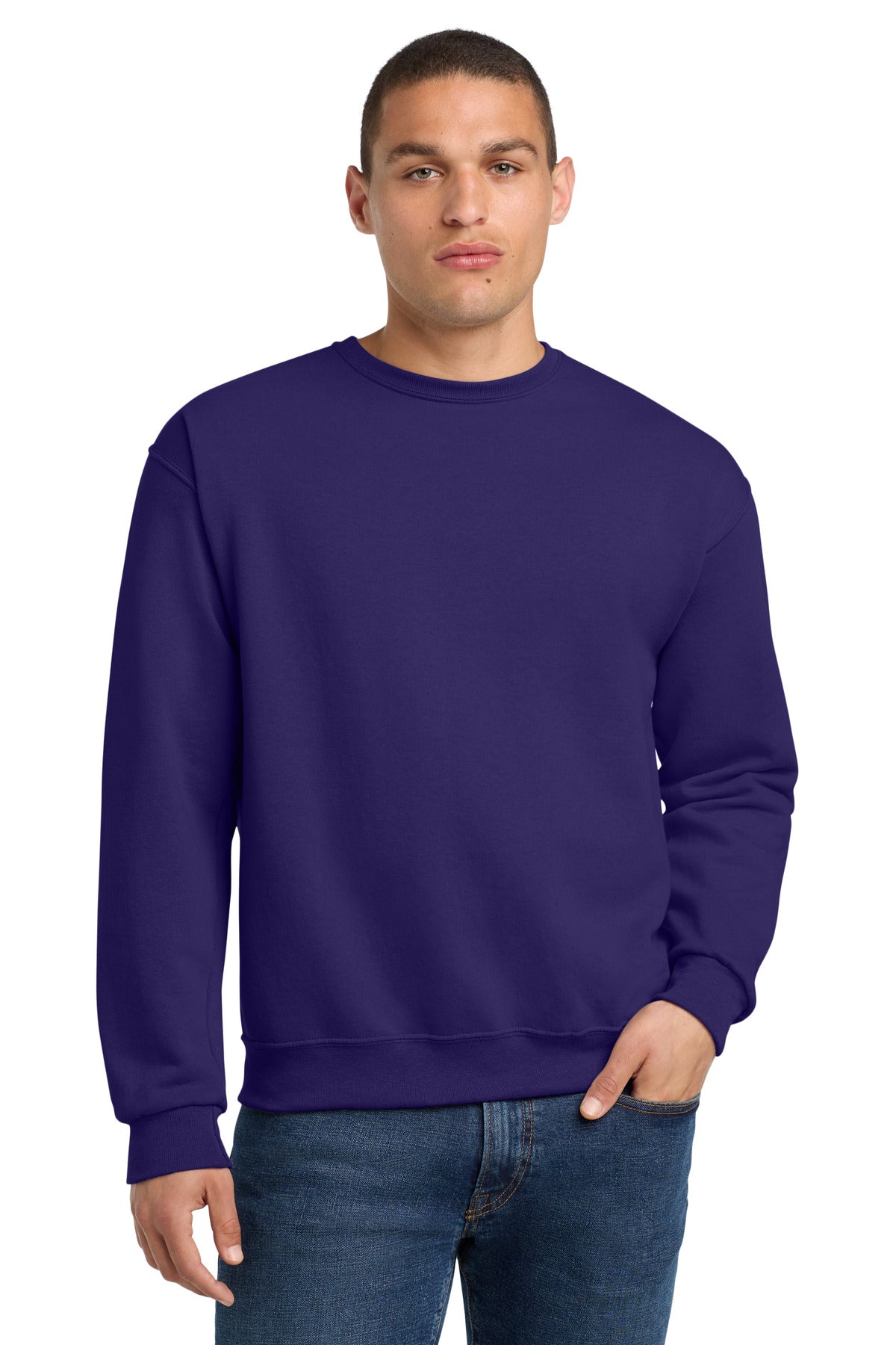 Custom logo Jerzees® - NuBlend® Crewneck Sweatshirt.  562M in Deep Purple