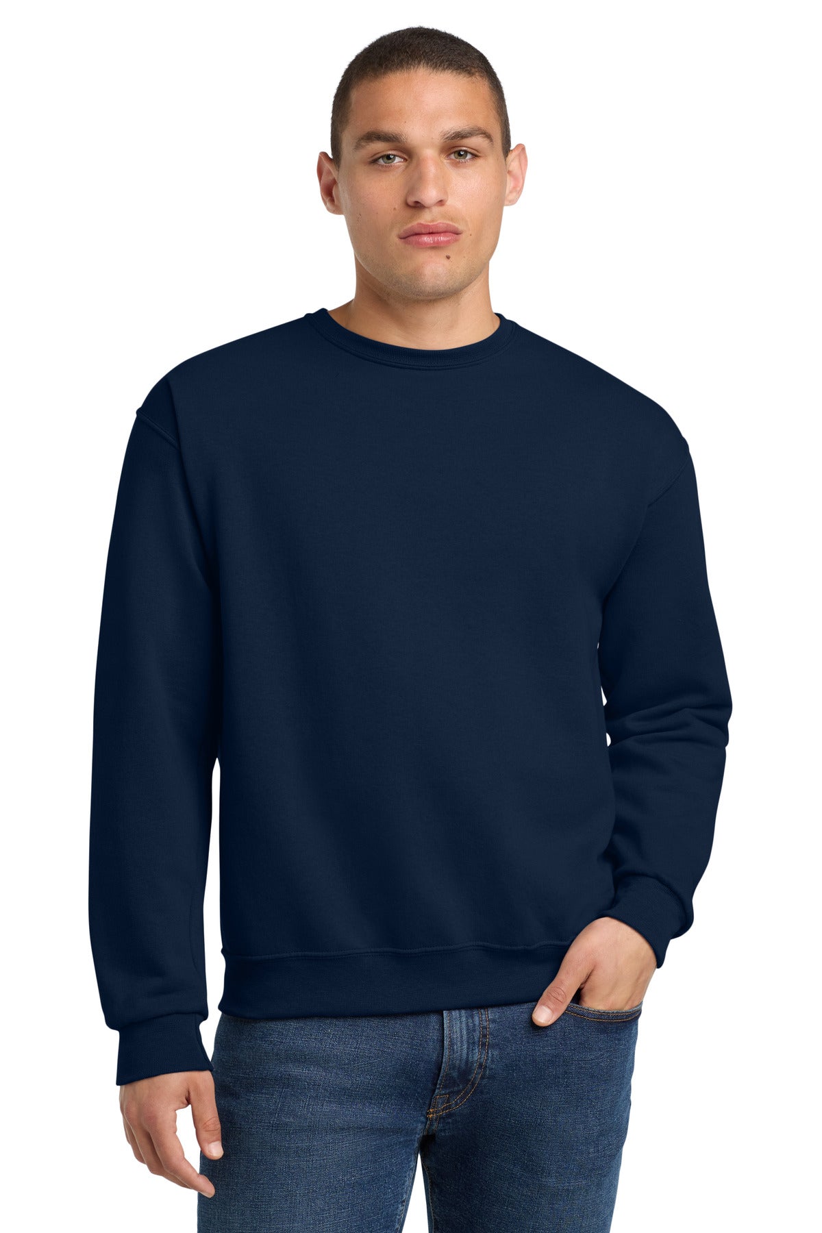 Custom logo Jerzees® - NuBlend® Crewneck Sweatshirt.  562M in J. Navy