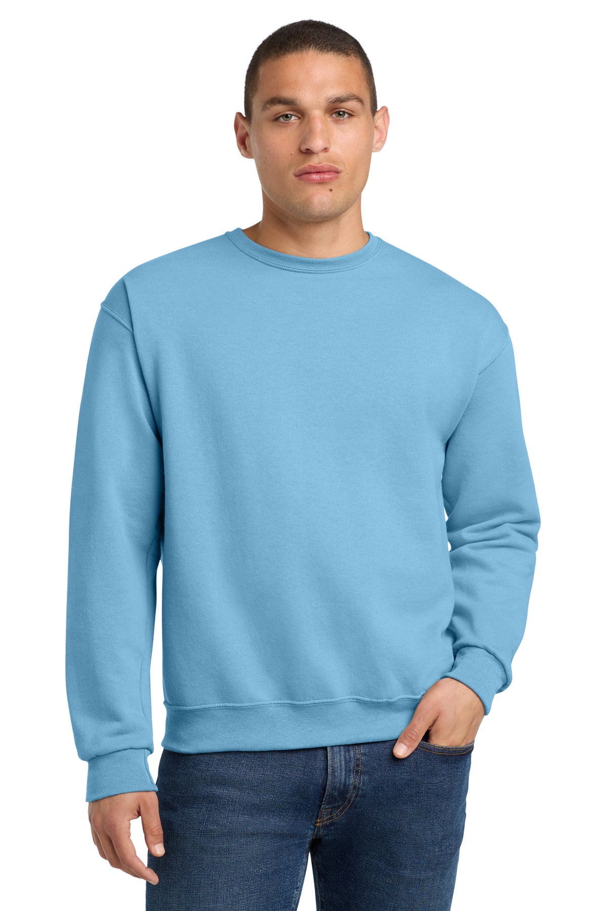 Custom logo Jerzees® - NuBlend® Crewneck Sweatshirt.  562M in Light Blue