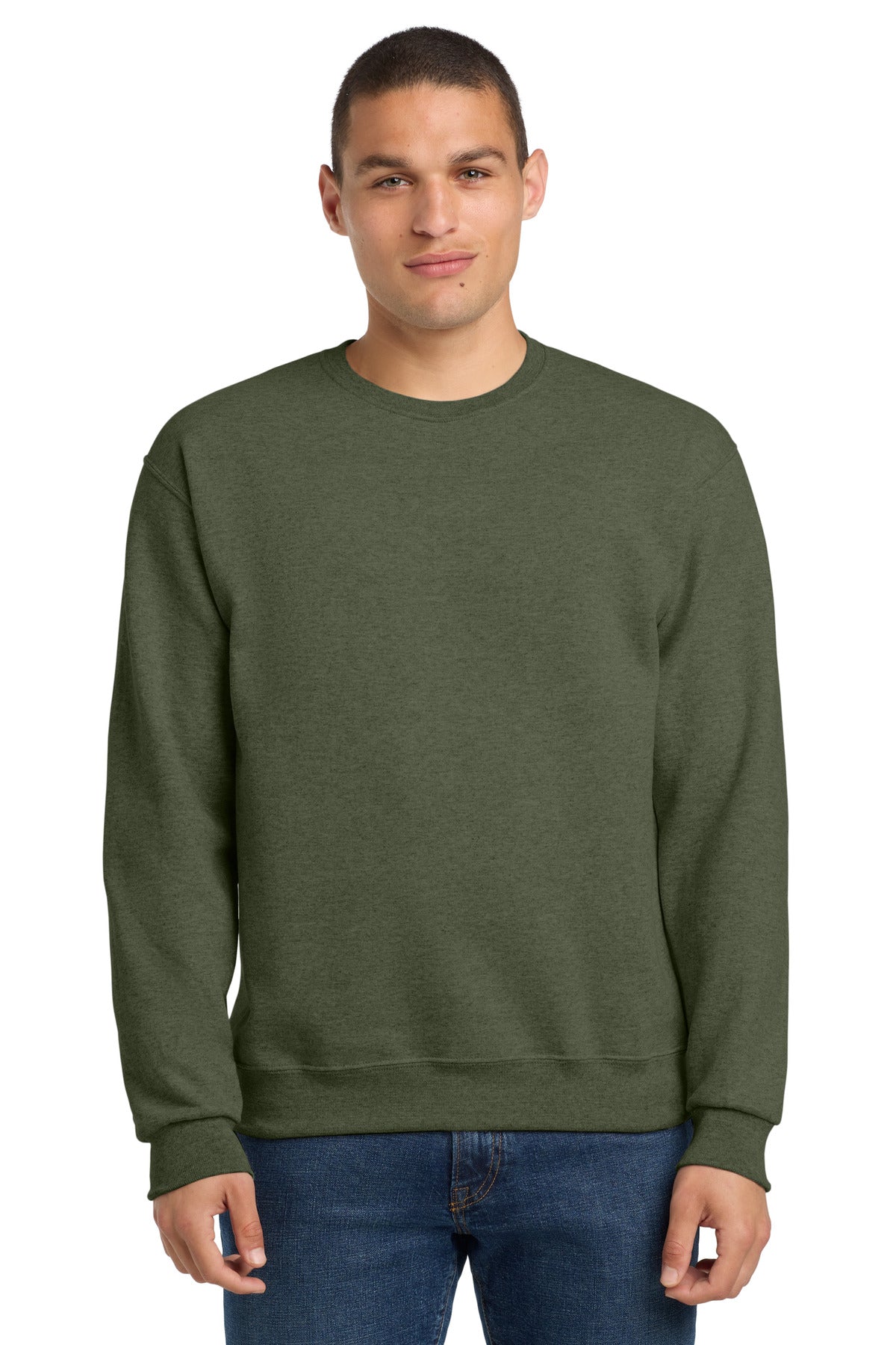 Custom logo Jerzees® - NuBlend® Crewneck Sweatshirt.  562M in Military Green Heather