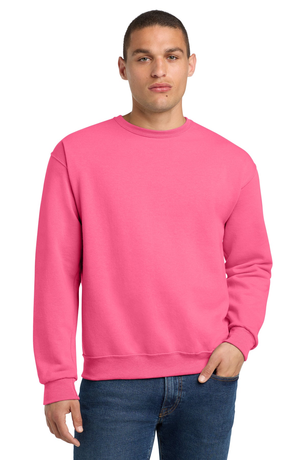 Custom logo Jerzees® - NuBlend® Crewneck Sweatshirt.  562M in Neon Pink