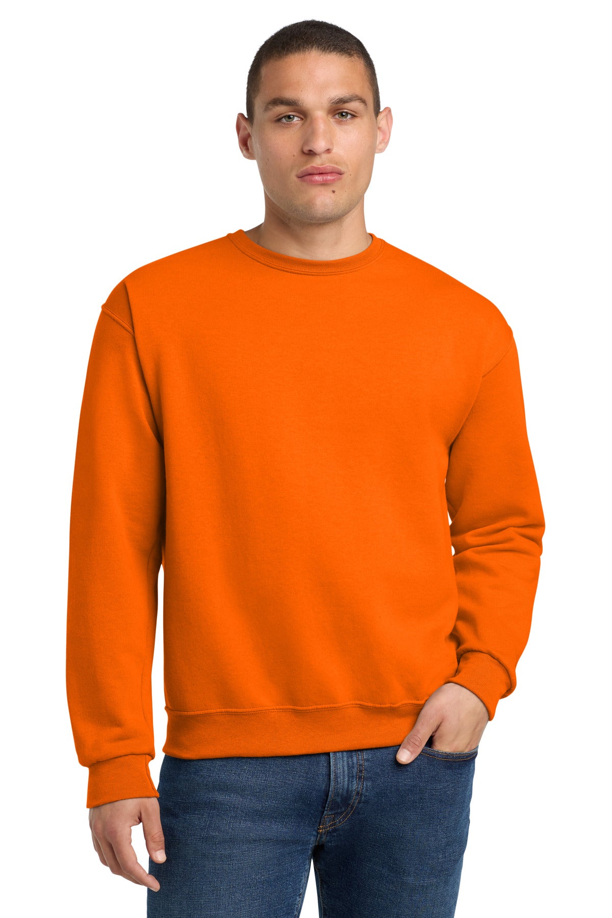 Custom logo Jerzees® - NuBlend® Crewneck Sweatshirt.  562M in Safety Orange