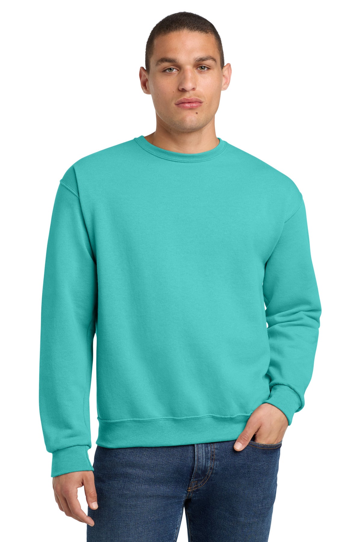 Custom logo Jerzees® - NuBlend® Crewneck Sweatshirt.  562M in Scuba Blue
