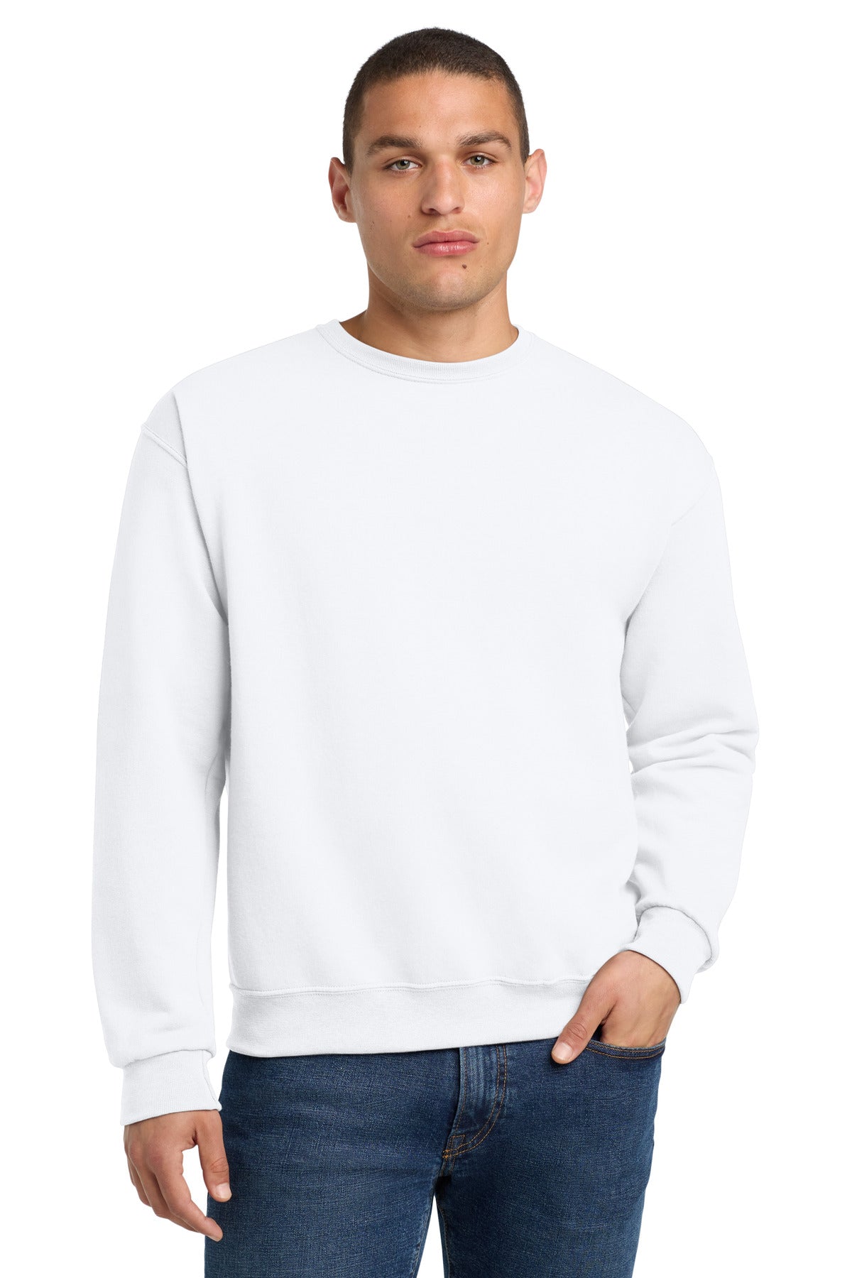 Custom logo Jerzees® - NuBlend® Crewneck Sweatshirt.  562M in White
