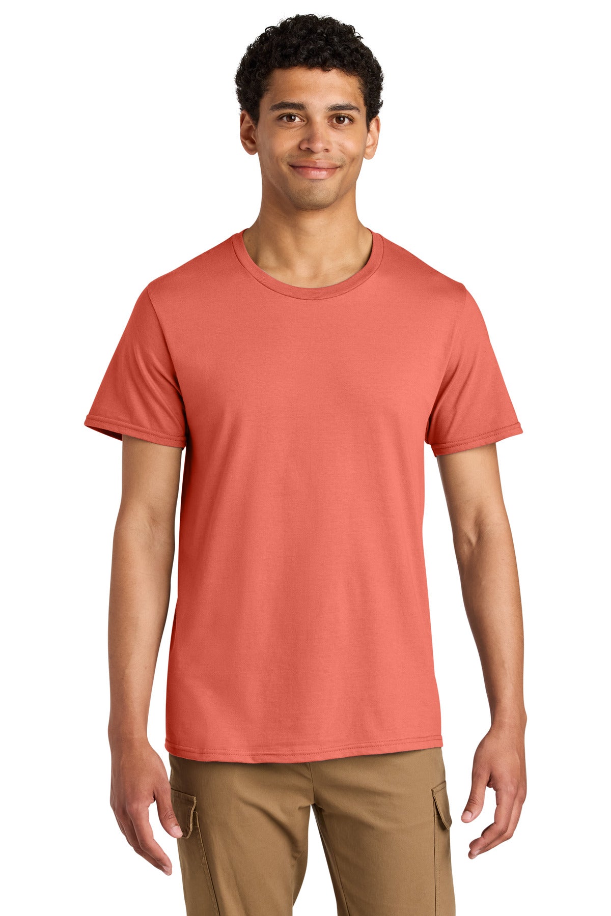 Custom logo Jerzees® Unisex Premium Combed Ring Spun Cotton Tee 570M in Sunset Coral
