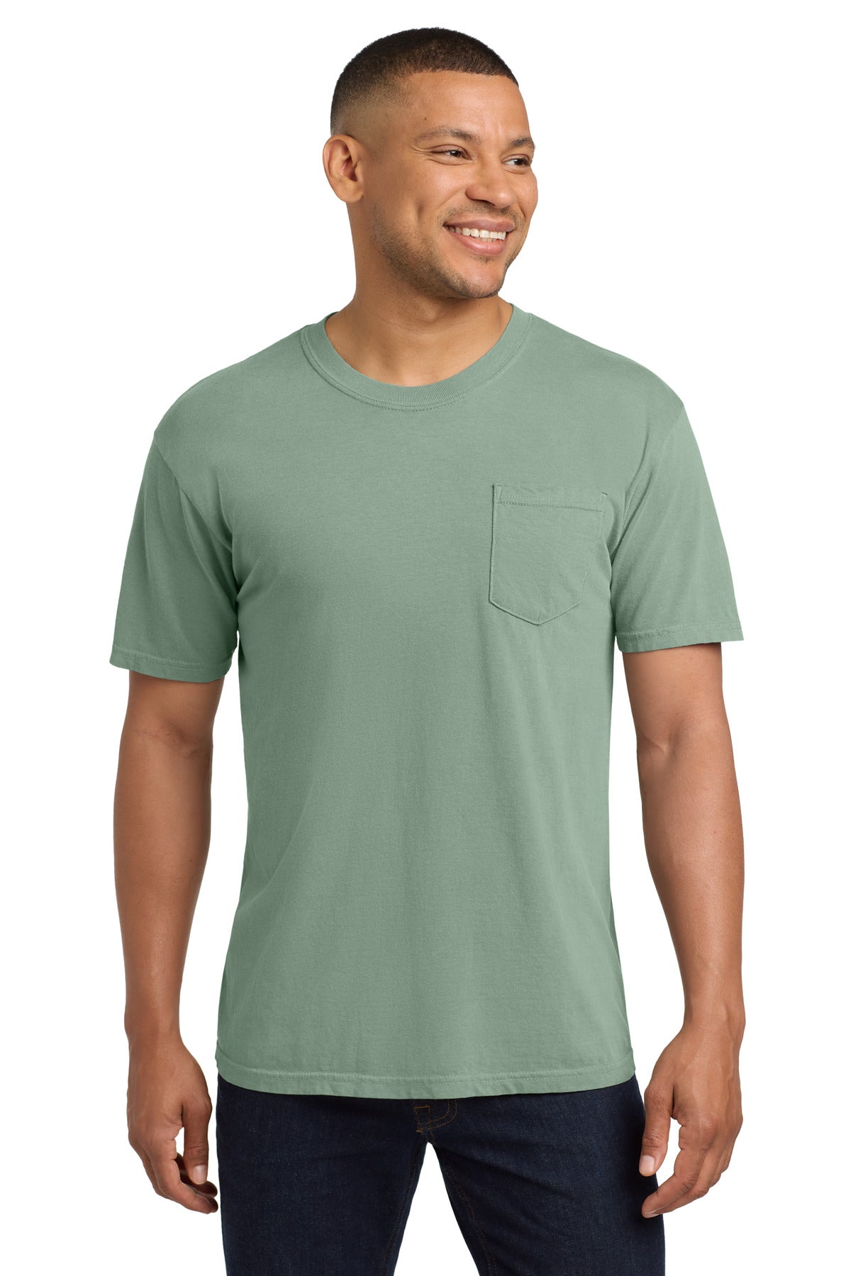 Custom logo COMFORT COLORS ® Heavyweight Ring Spun Pocket Tee. 6030 in Bay