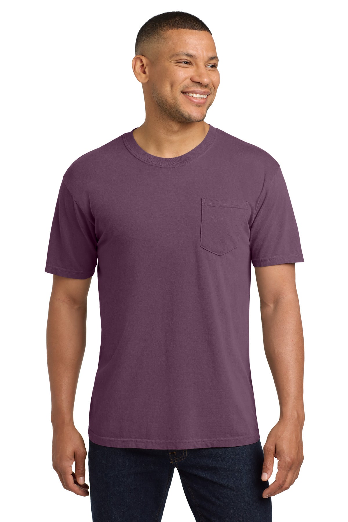 Custom logo COMFORT COLORS ® Heavyweight Ring Spun Pocket Tee. 6030 in Berry