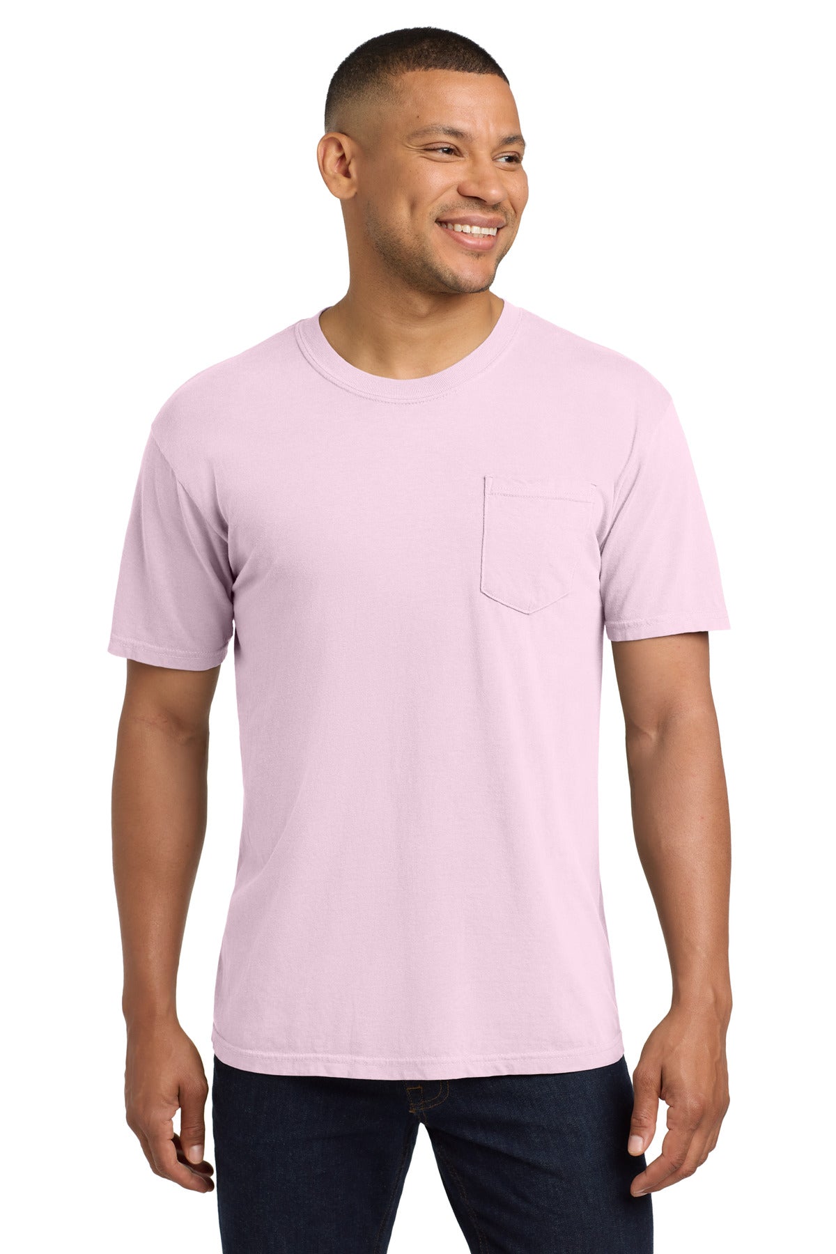 Custom logo COMFORT COLORS ® Heavyweight Ring Spun Pocket Tee. 6030 in Blossom