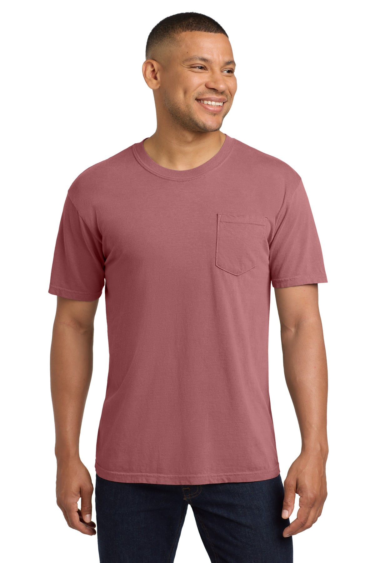 Custom logo COMFORT COLORS ® Heavyweight Ring Spun Pocket Tee. 6030 in Brick
