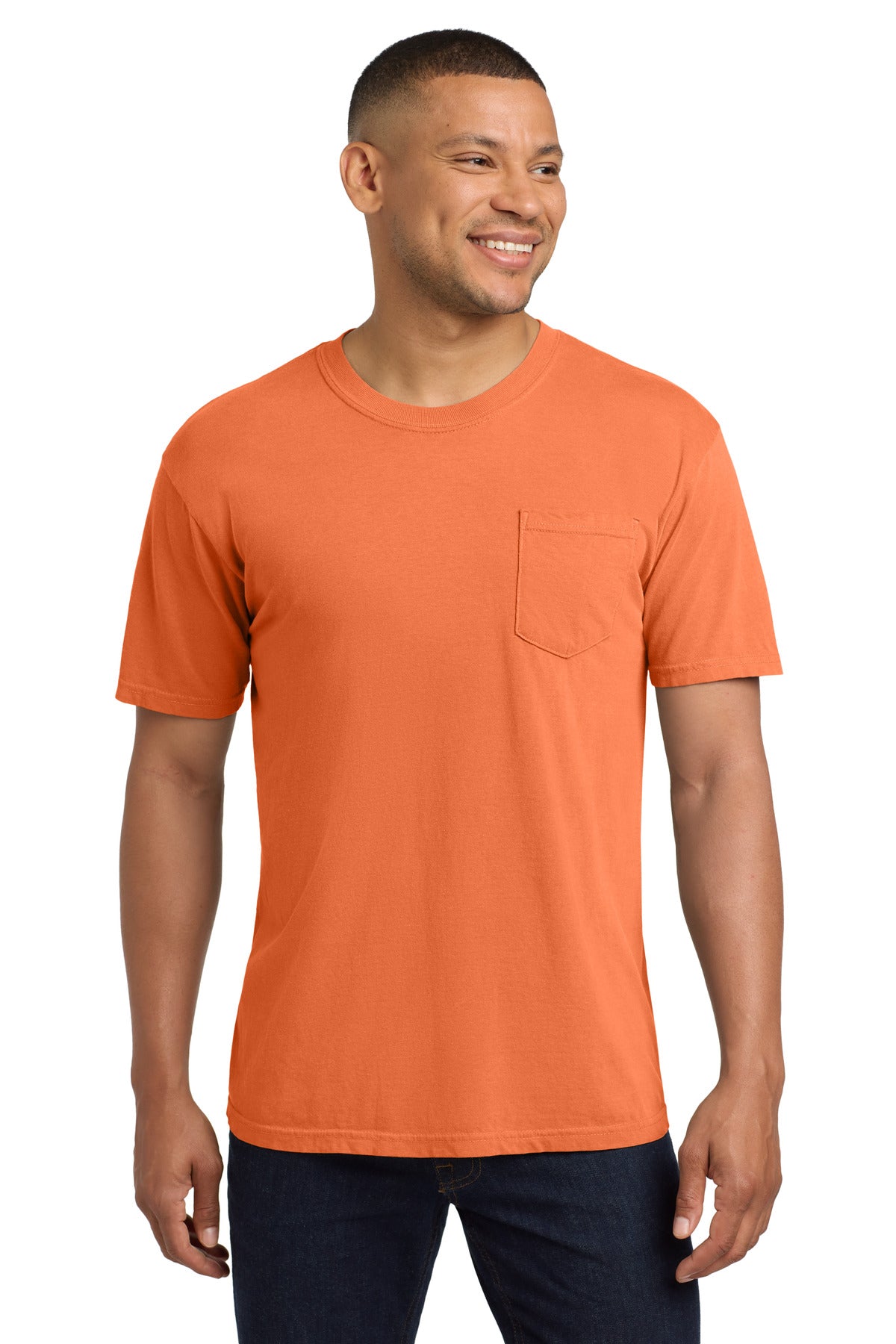 Custom logo COMFORT COLORS ® Heavyweight Ring Spun Pocket Tee. 6030 in Burnt Orange