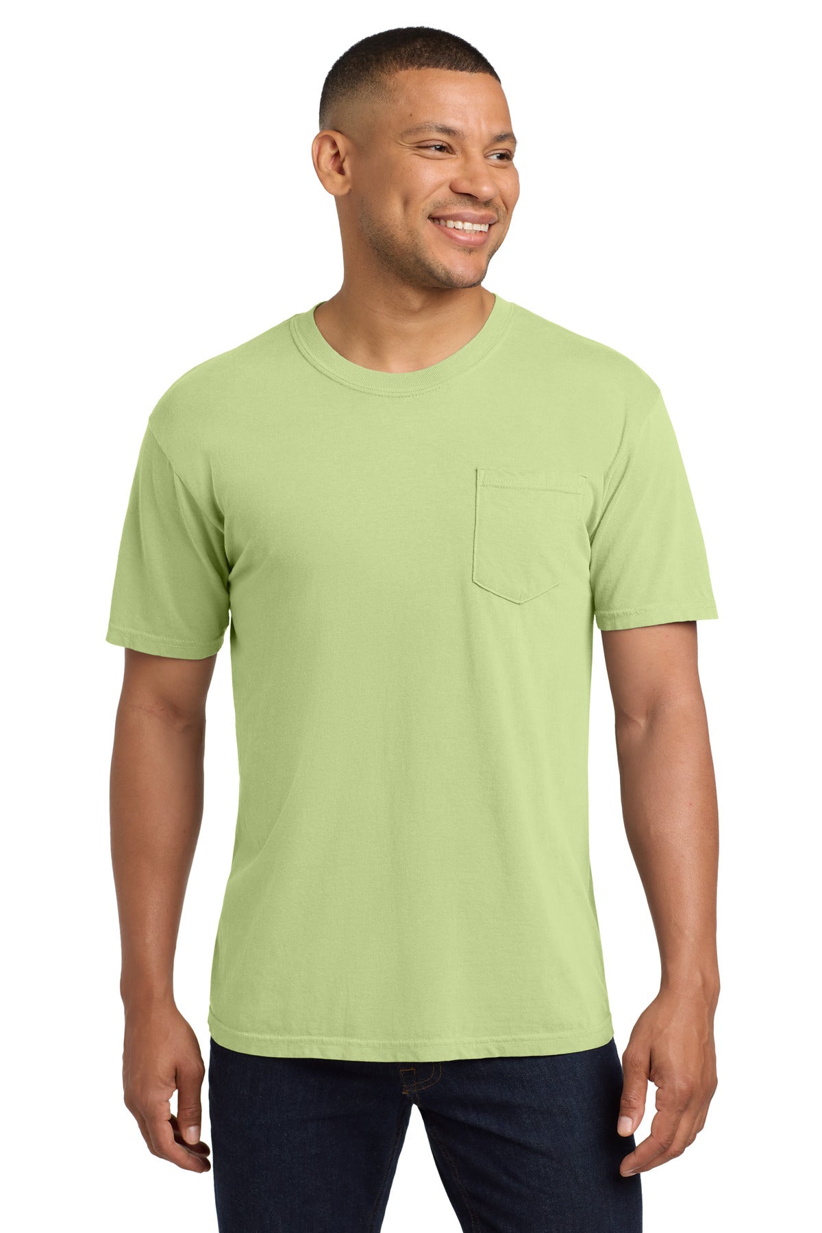 Custom logo COMFORT COLORS ® Heavyweight Ring Spun Pocket Tee. 6030 in Celadon