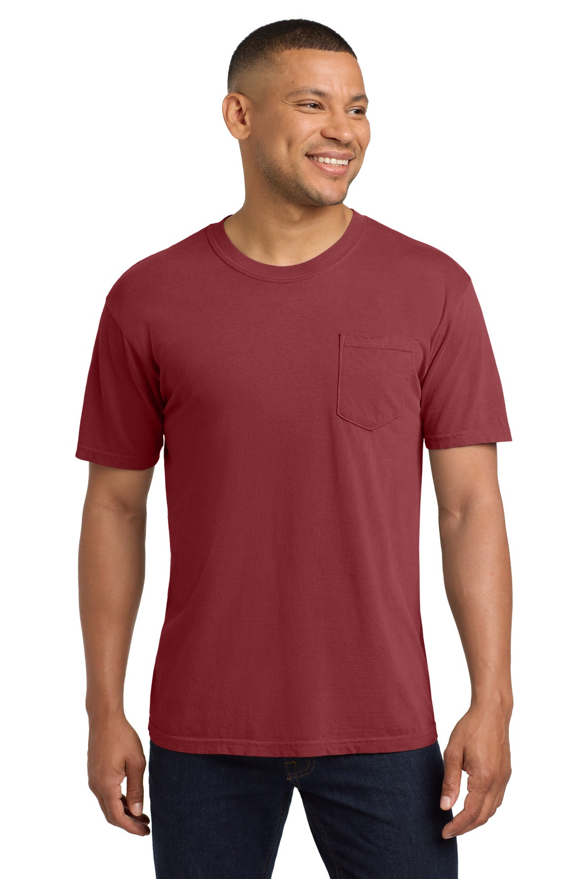 Custom logo COMFORT COLORS ® Heavyweight Ring Spun Pocket Tee. 6030 in Chili