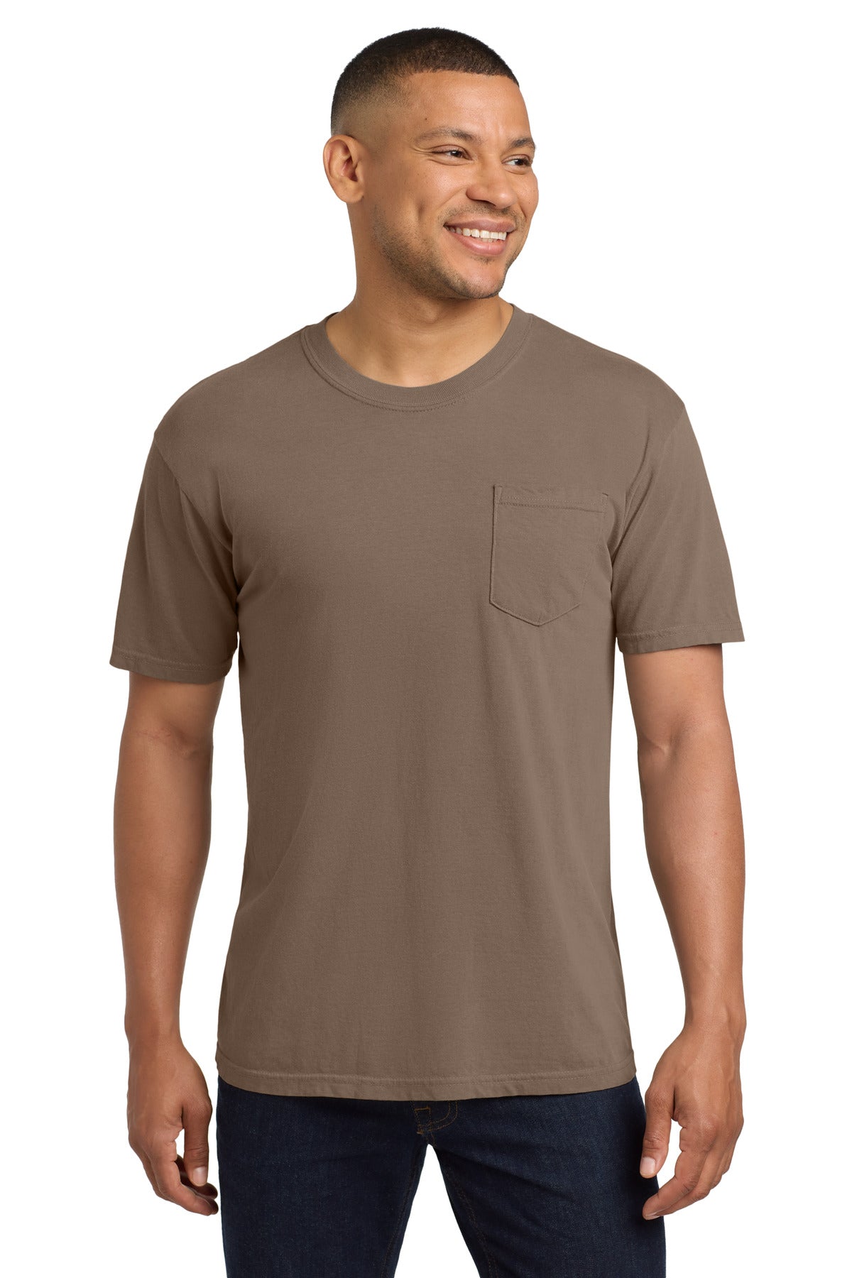 Custom logo COMFORT COLORS ® Heavyweight Ring Spun Pocket Tee. 6030 in Espresso