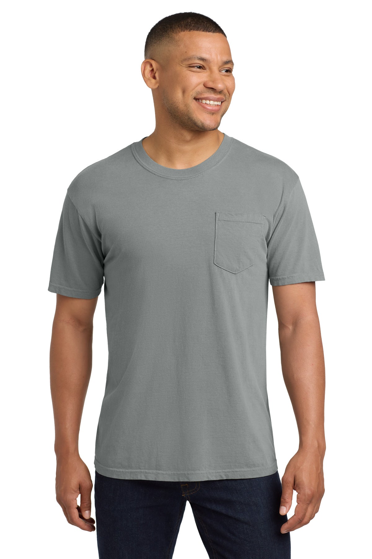 Custom logo COMFORT COLORS ® Heavyweight Ring Spun Pocket Tee. 6030 in Granite