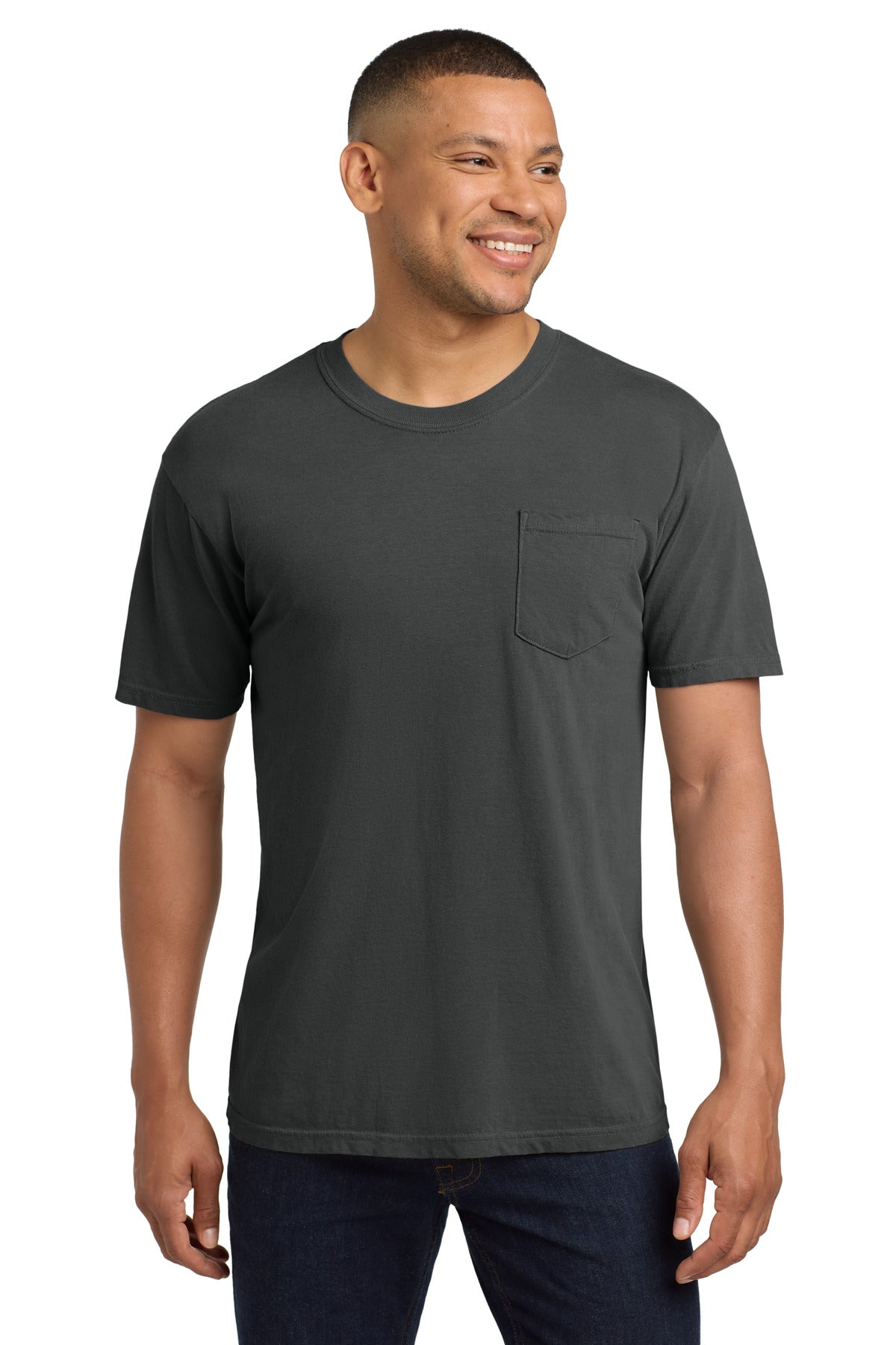 Custom logo COMFORT COLORS ® Heavyweight Ring Spun Pocket Tee. 6030 in Graphite