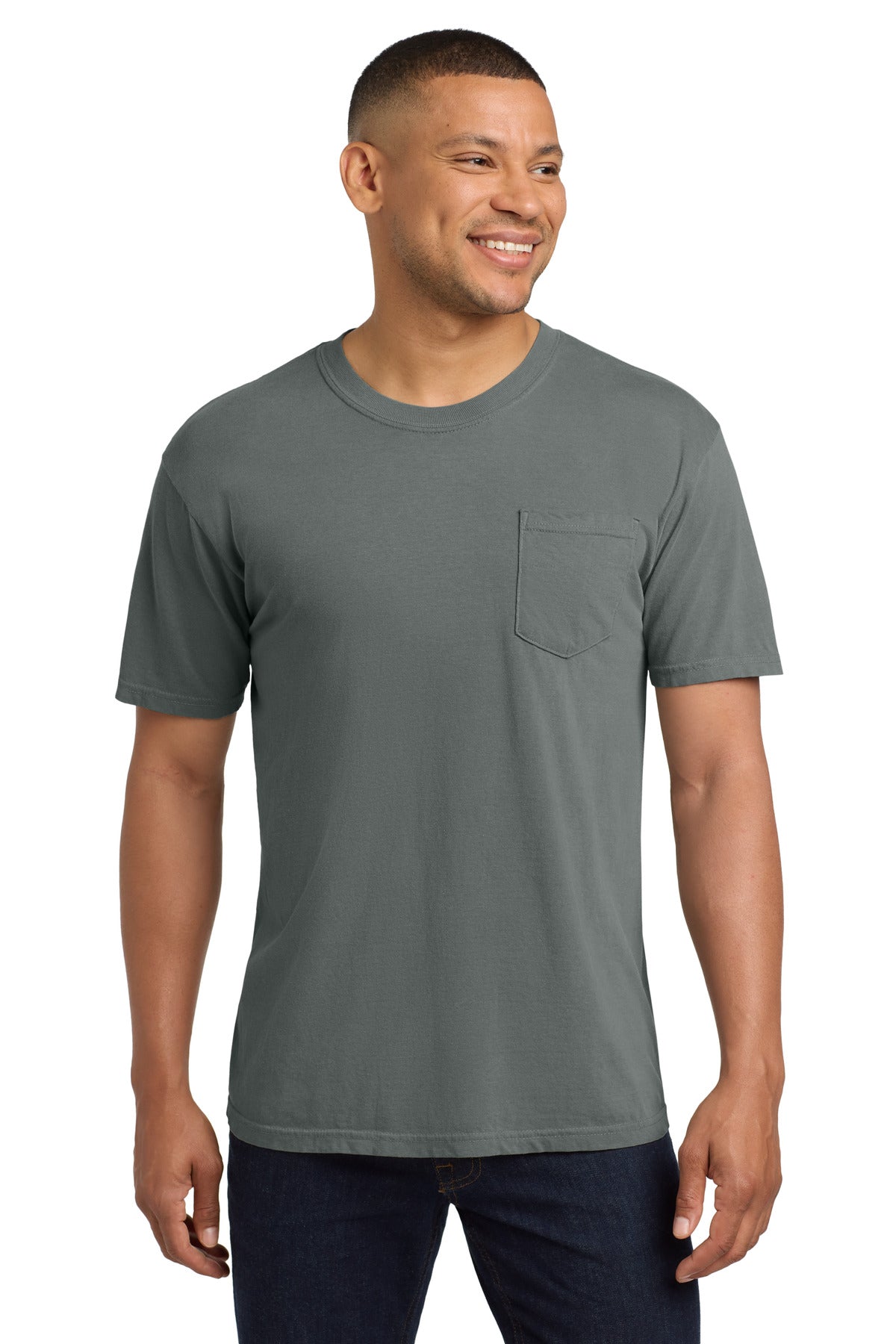 Custom logo COMFORT COLORS ® Heavyweight Ring Spun Pocket Tee. 6030 in Grey