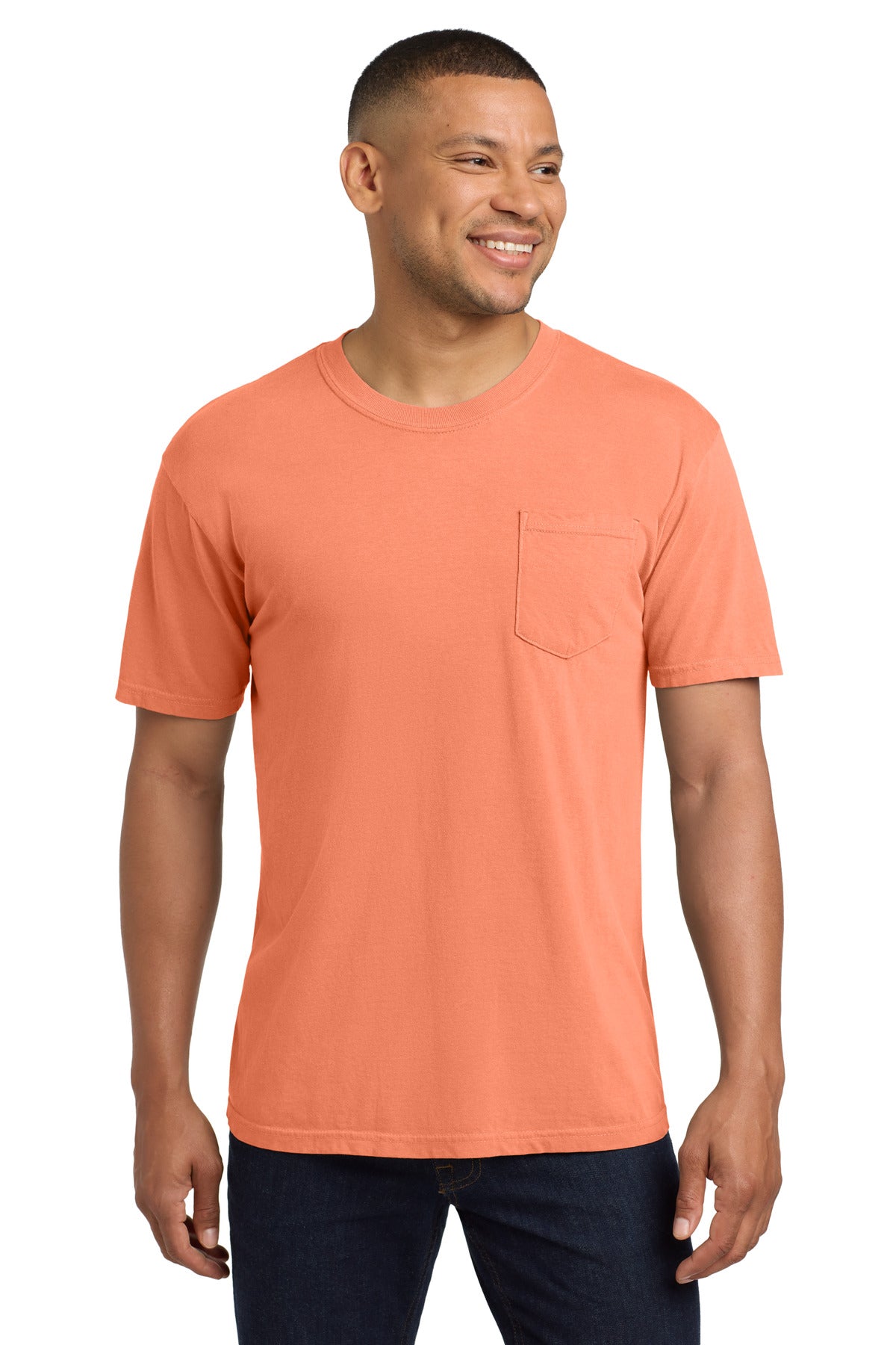 Custom logo COMFORT COLORS ® Heavyweight Ring Spun Pocket Tee. 6030 in Melon