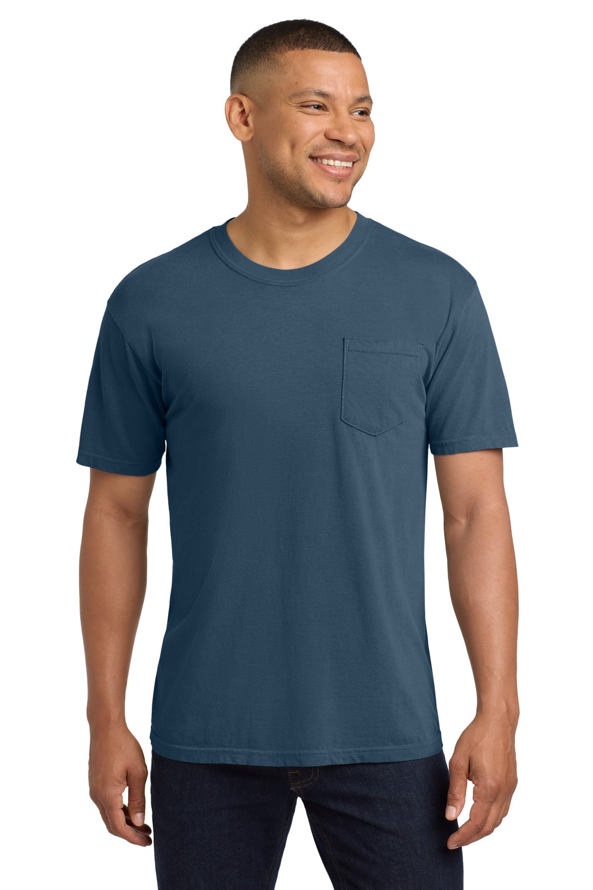 Custom logo COMFORT COLORS ® Heavyweight Ring Spun Pocket Tee. 6030 in Midnight
