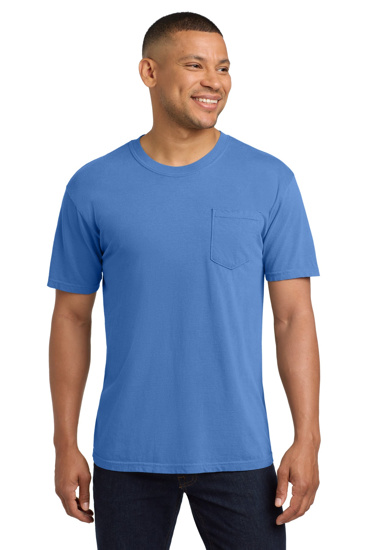 Custom logo COMFORT COLORS ® Heavyweight Ring Spun Pocket Tee. 6030 in Mystic