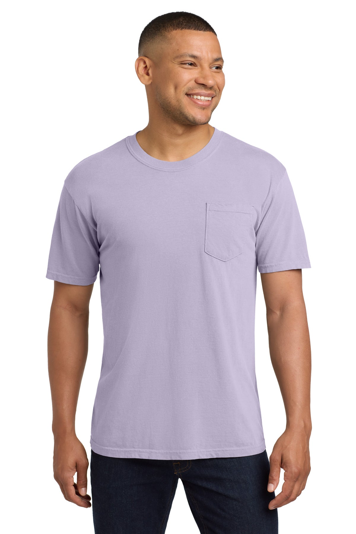 Custom logo COMFORT COLORS ® Heavyweight Ring Spun Pocket Tee. 6030 in Orchid