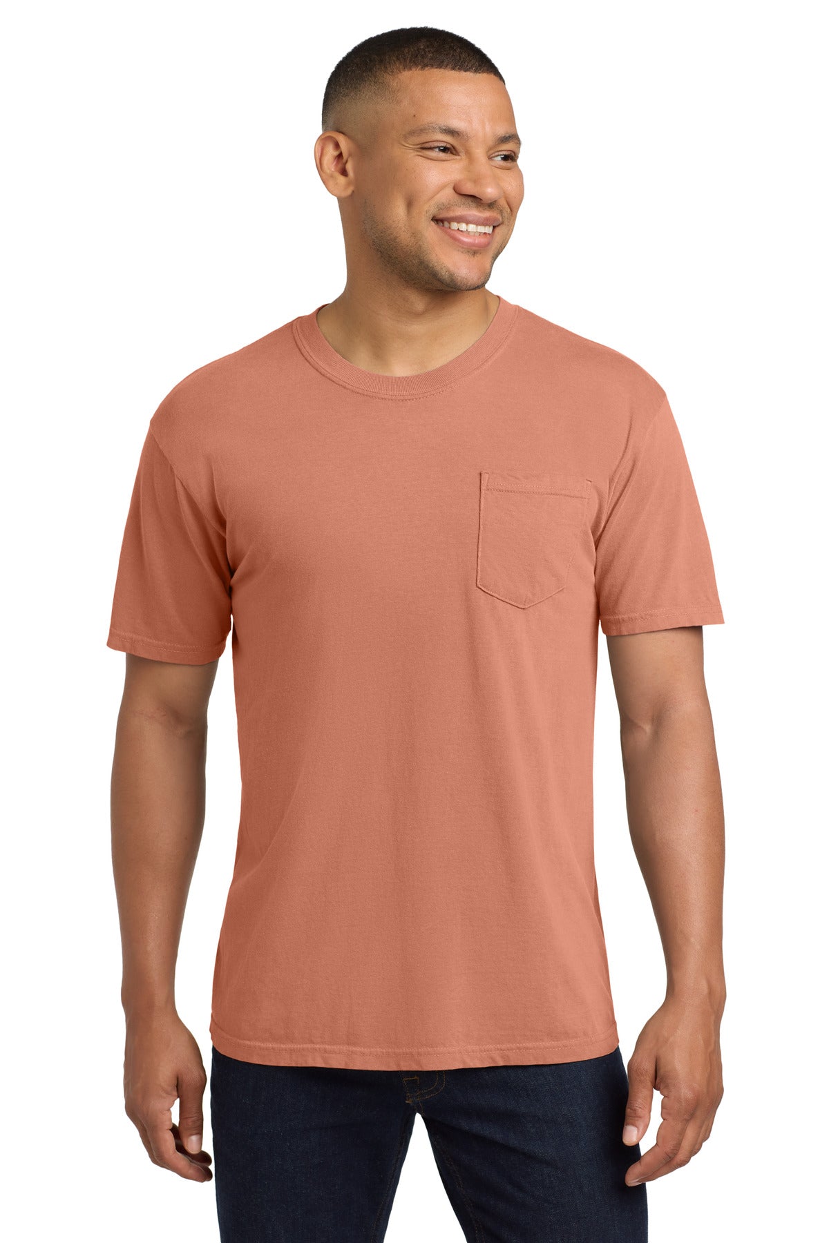 Custom logo COMFORT COLORS ® Heavyweight Ring Spun Pocket Tee. 6030 in Terracotta
