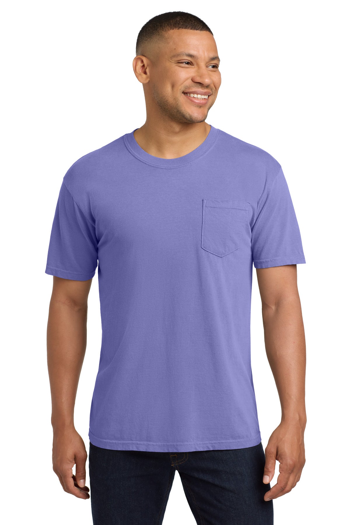 Custom logo COMFORT COLORS ® Heavyweight Ring Spun Pocket Tee. 6030 in Violet