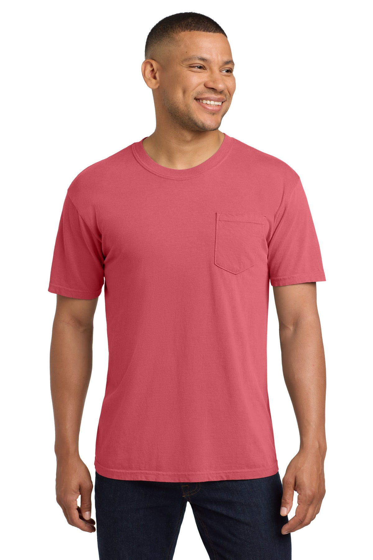 Custom logo COMFORT COLORS ® Heavyweight Ring Spun Pocket Tee. 6030 in Watermelon