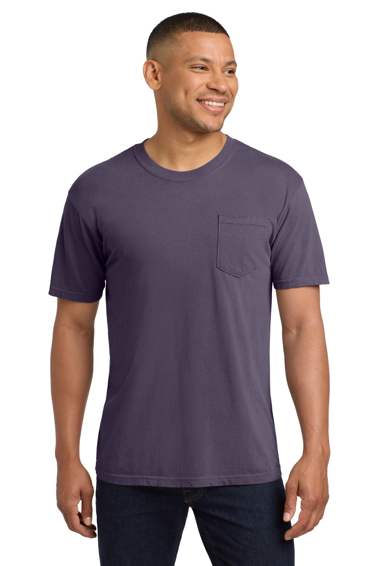 Custom logo COMFORT COLORS ® Heavyweight Ring Spun Pocket Tee. 6030 in Wine