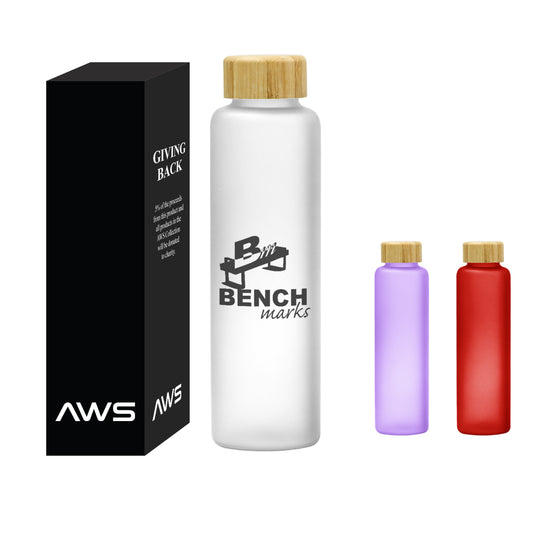 Custom logo 20 Oz. AWS Belle Glass Bottle With Bamboo Lid