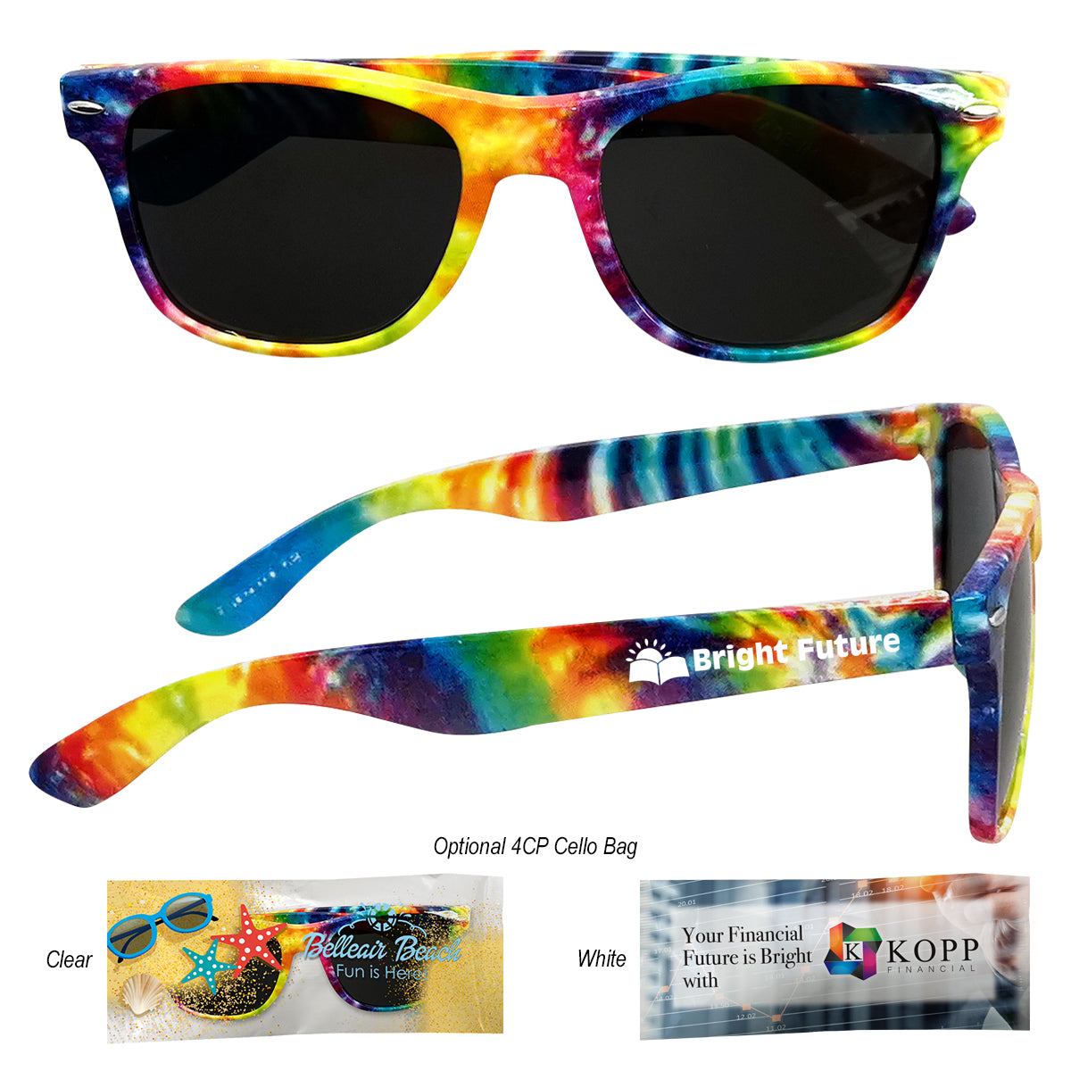 Custom logo Tie-Dye Malibu Sunglasses