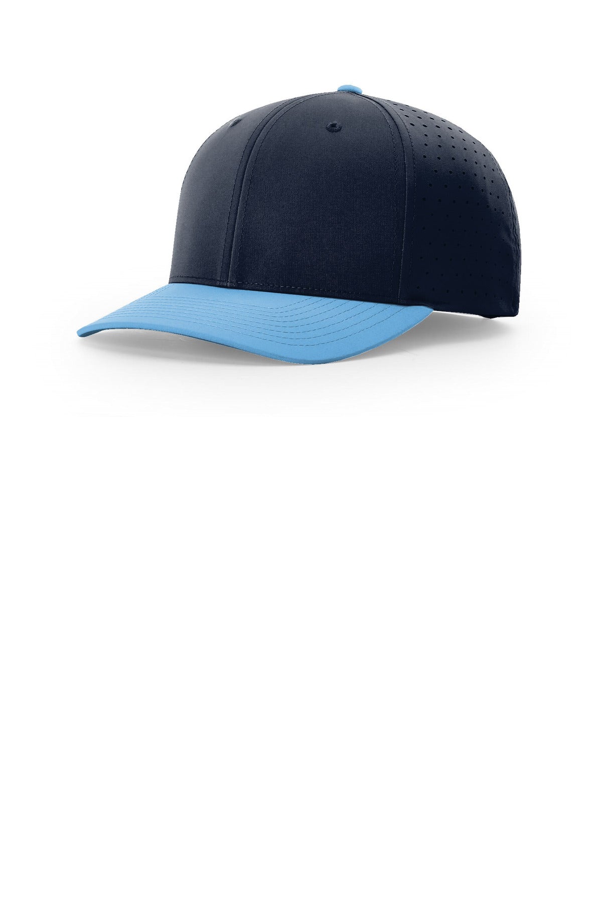 Custom logo Richardson Laser Perf R-Flex Snapback 632 in Navy/ Navy/ Columbia Blue