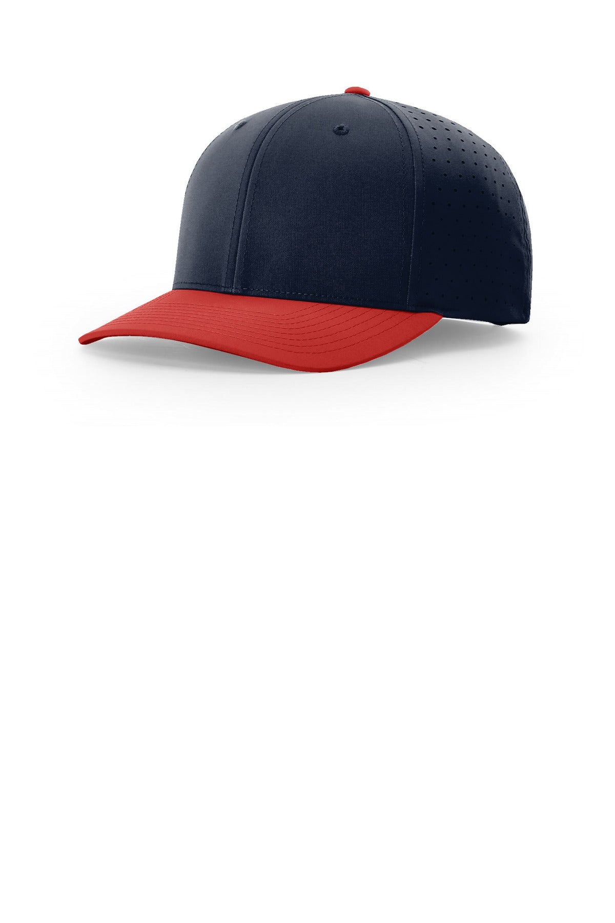 Custom logo Richardson Laser Perf R-Flex Snapback 632 in Navy/ Navy/ Red