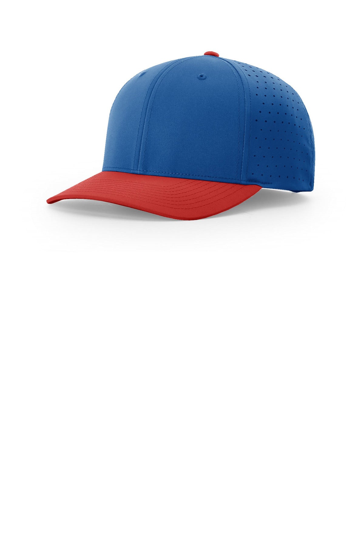 Custom logo Richardson Laser Perf R-Flex Snapback 632 in Royal/ Royal/ Red