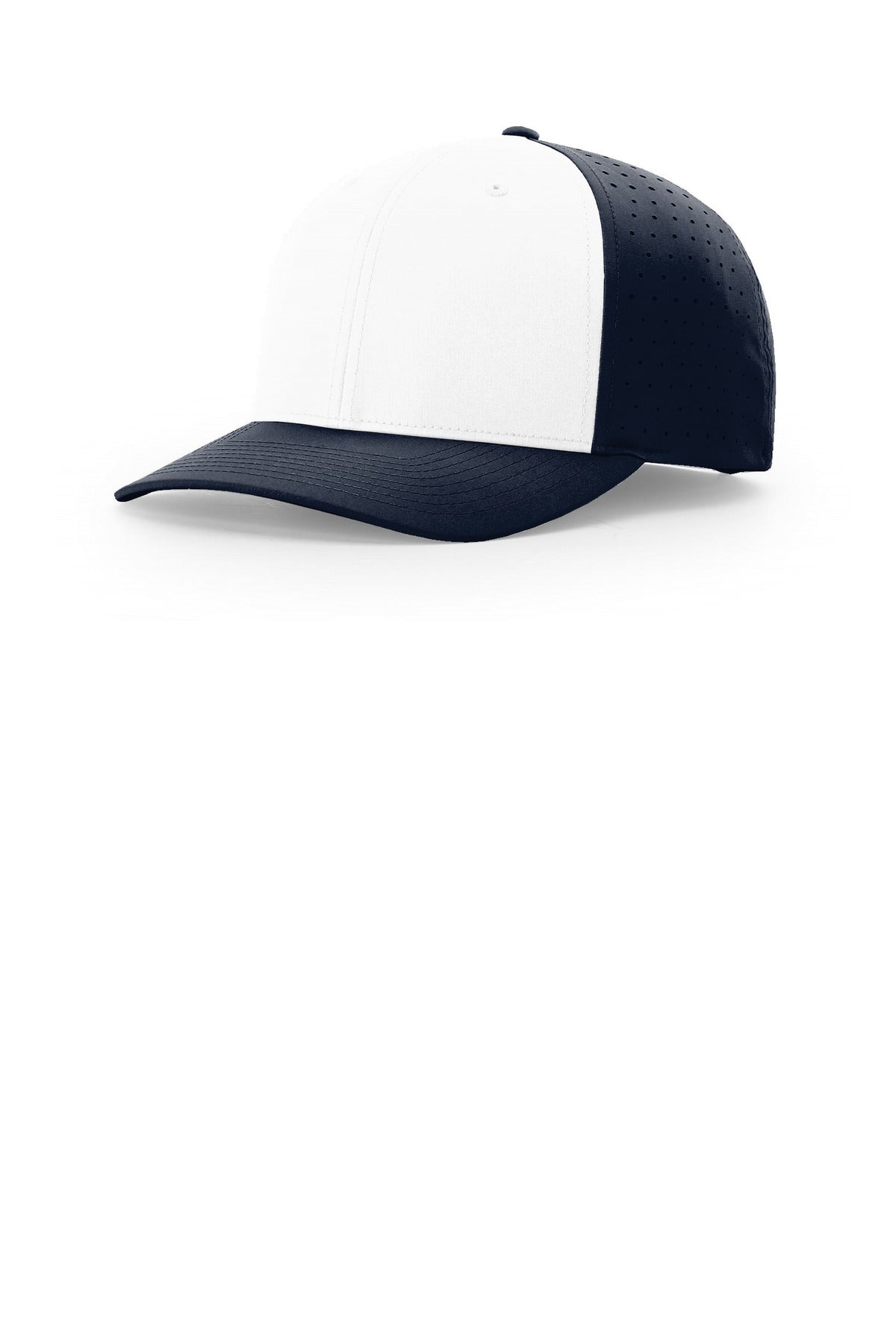 Custom logo Richardson Laser Perf R-Flex Snapback 632 in White/ Navy/ Navy