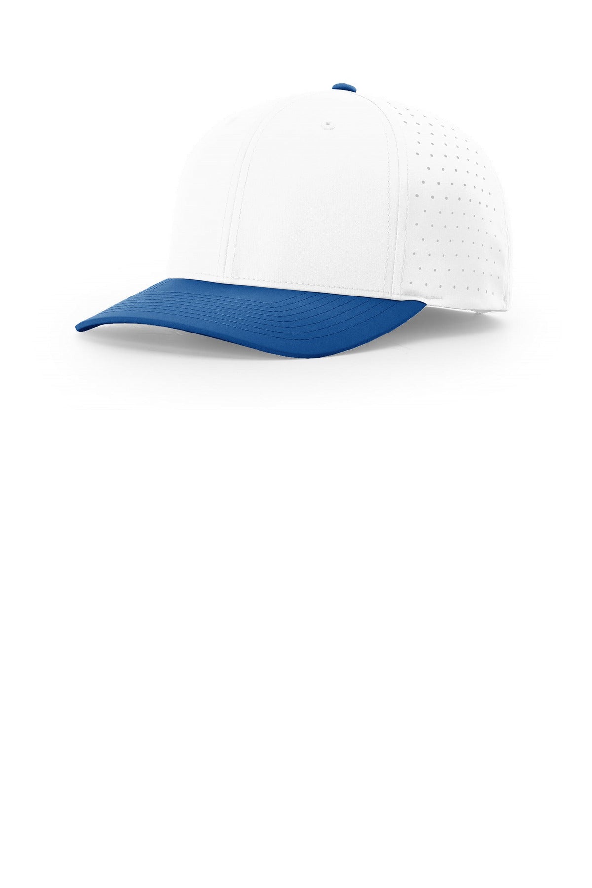 Custom logo Richardson Laser Perf R-Flex Snapback 632 in White/ White/ Royal