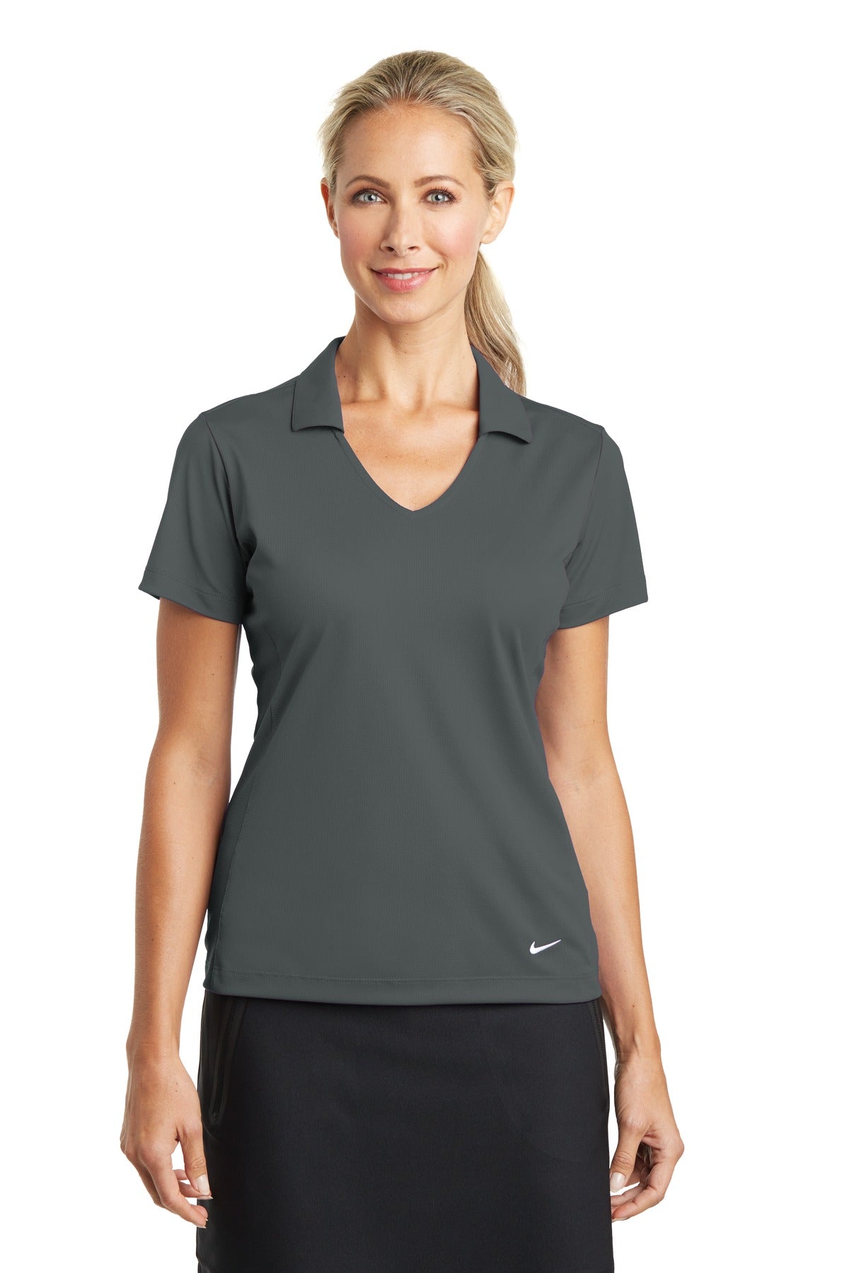 Custom logo Nike Women's Dri-FIT Vertical Mesh Polo. 637165 in Anthracite