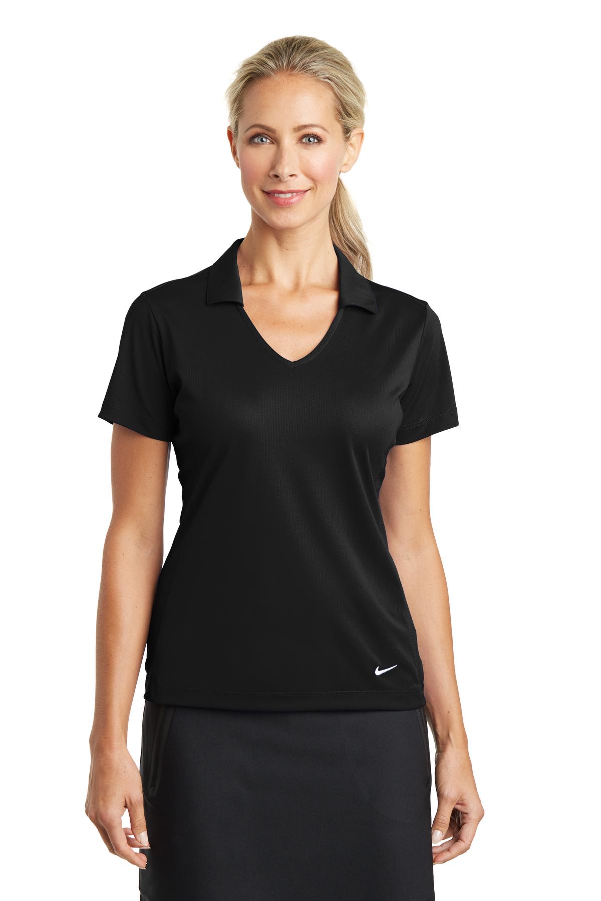 Custom logo Nike Women's Dri-FIT Vertical Mesh Polo. 637165 in Black