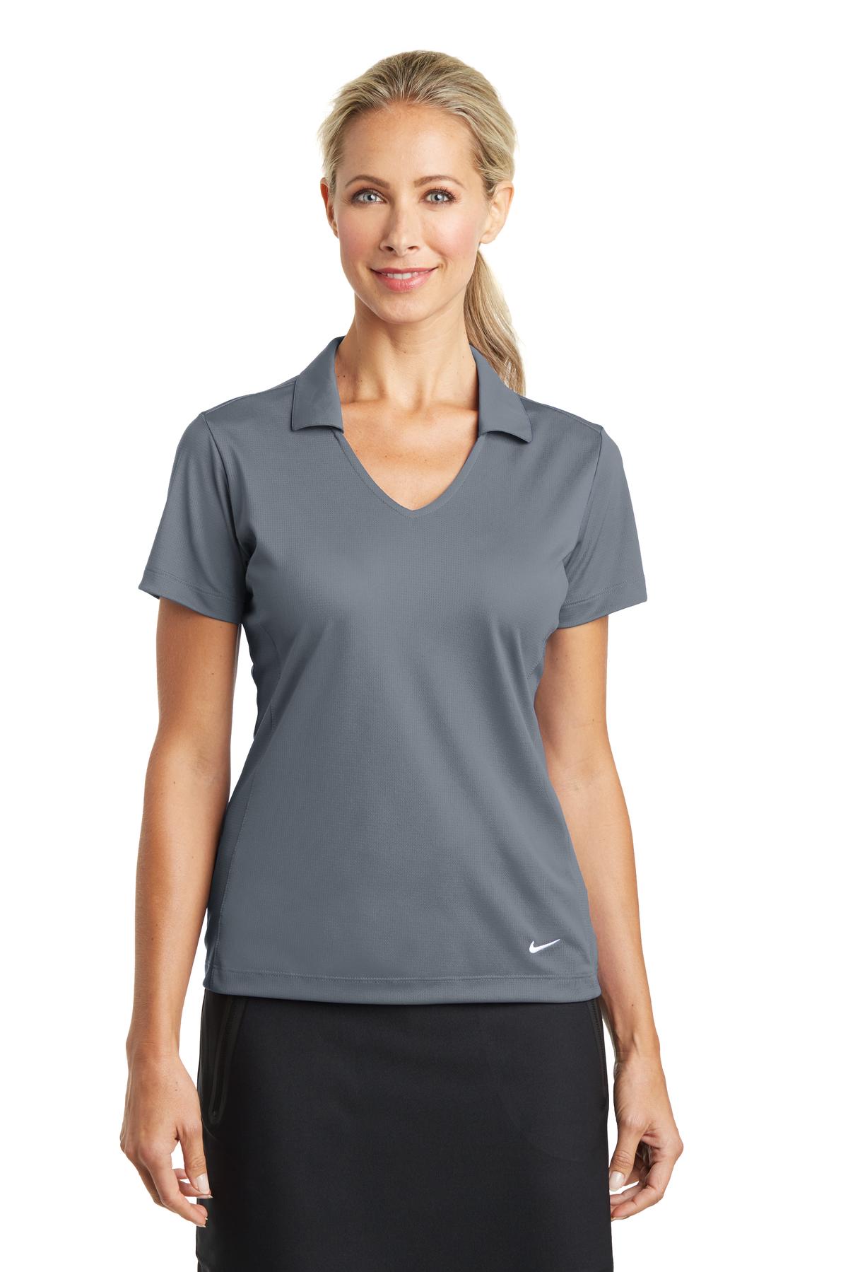 Custom logo Nike Women's Dri-FIT Vertical Mesh Polo. 637165 in Cool Grey