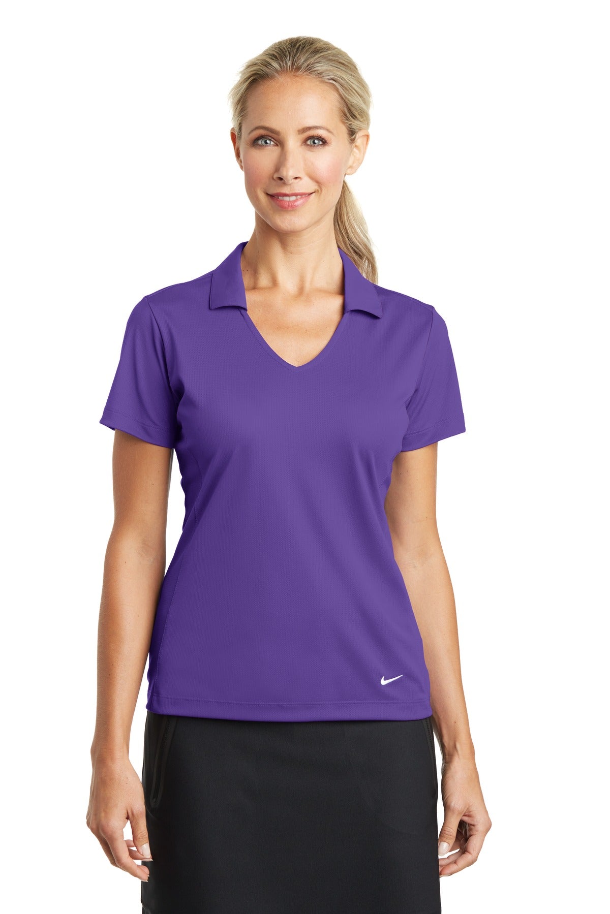 Custom logo Nike Women's Dri-FIT Vertical Mesh Polo. 637165 in Court Purple