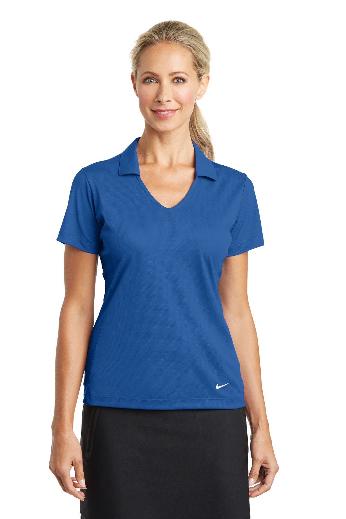 Custom logo Nike Women's Dri-FIT Vertical Mesh Polo. 637165 in Gym Blue