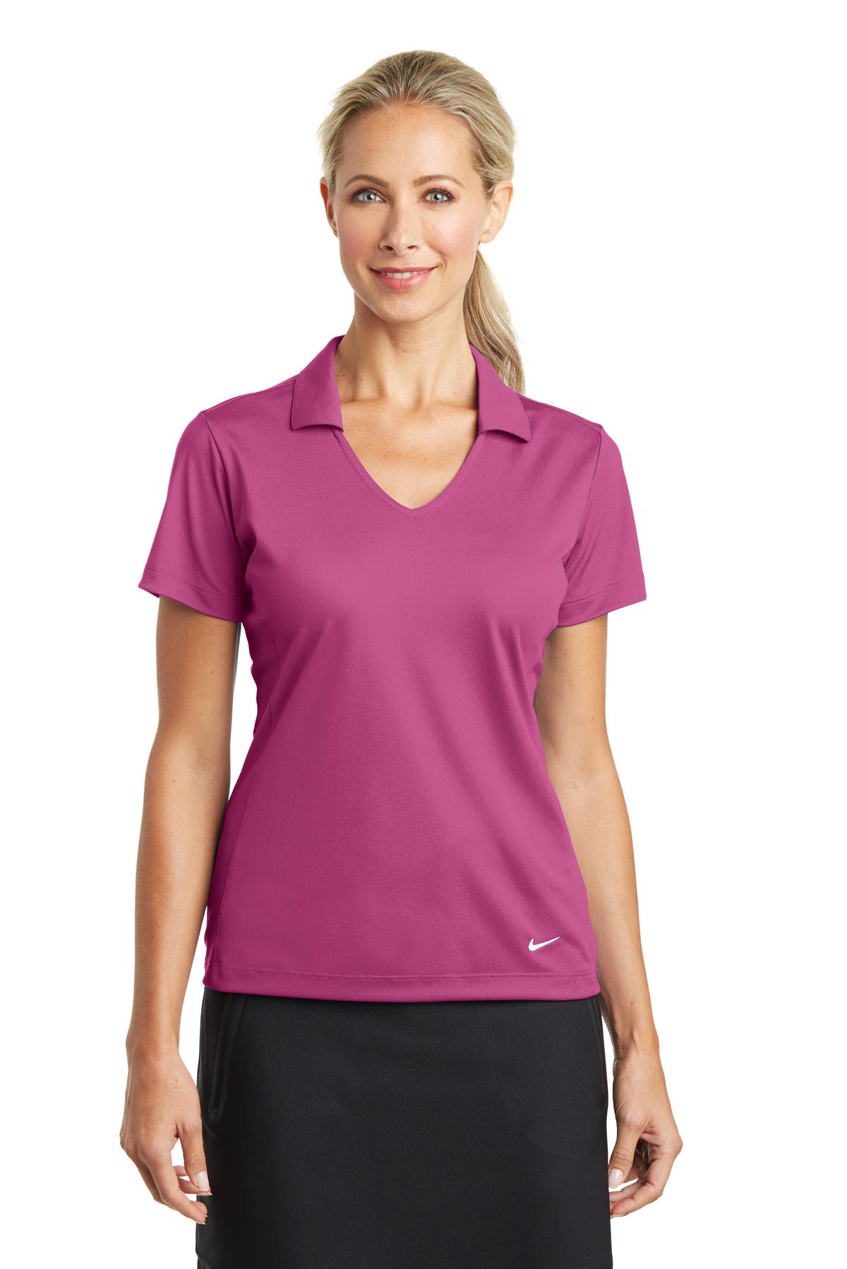 Custom logo Nike Women's Dri-FIT Vertical Mesh Polo. 637165 in Pink Fire