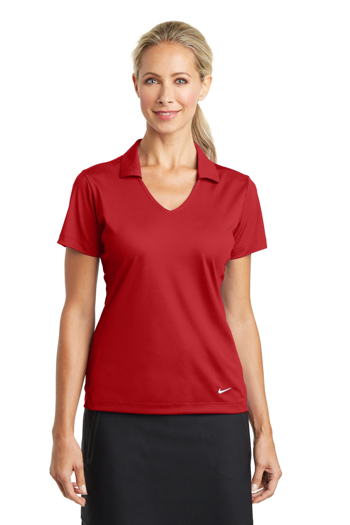 Custom logo Nike Women's Dri-FIT Vertical Mesh Polo. 637165 in University Red