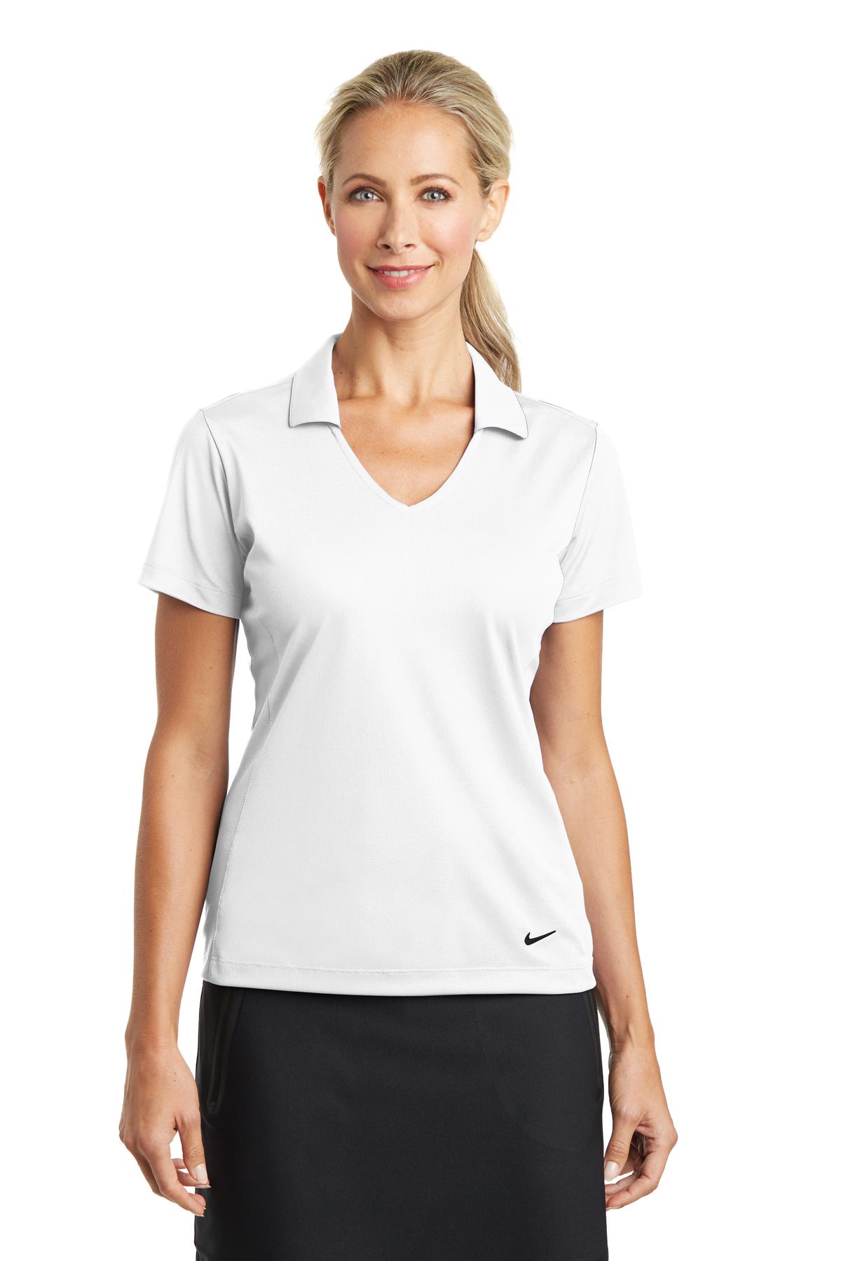 Custom logo Nike Women's Dri-FIT Vertical Mesh Polo. 637165 in White