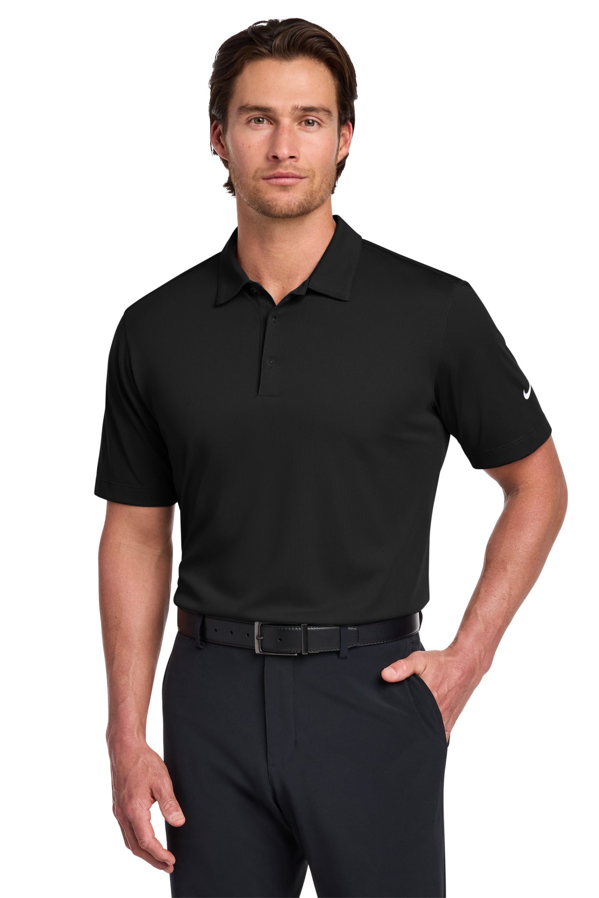 Custom logo Nike Dri-FIT Vertical Mesh Polo. 637167 in Black