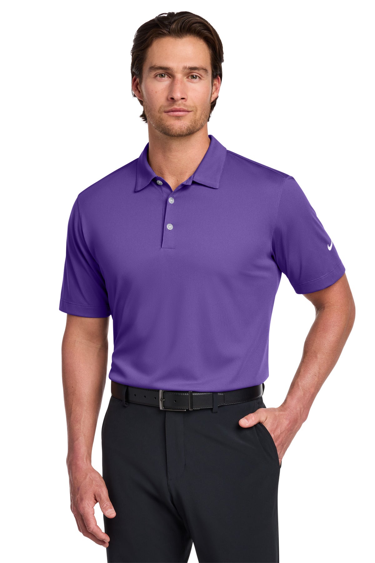 Custom logo Nike Dri-FIT Vertical Mesh Polo. 637167 in Court Purple