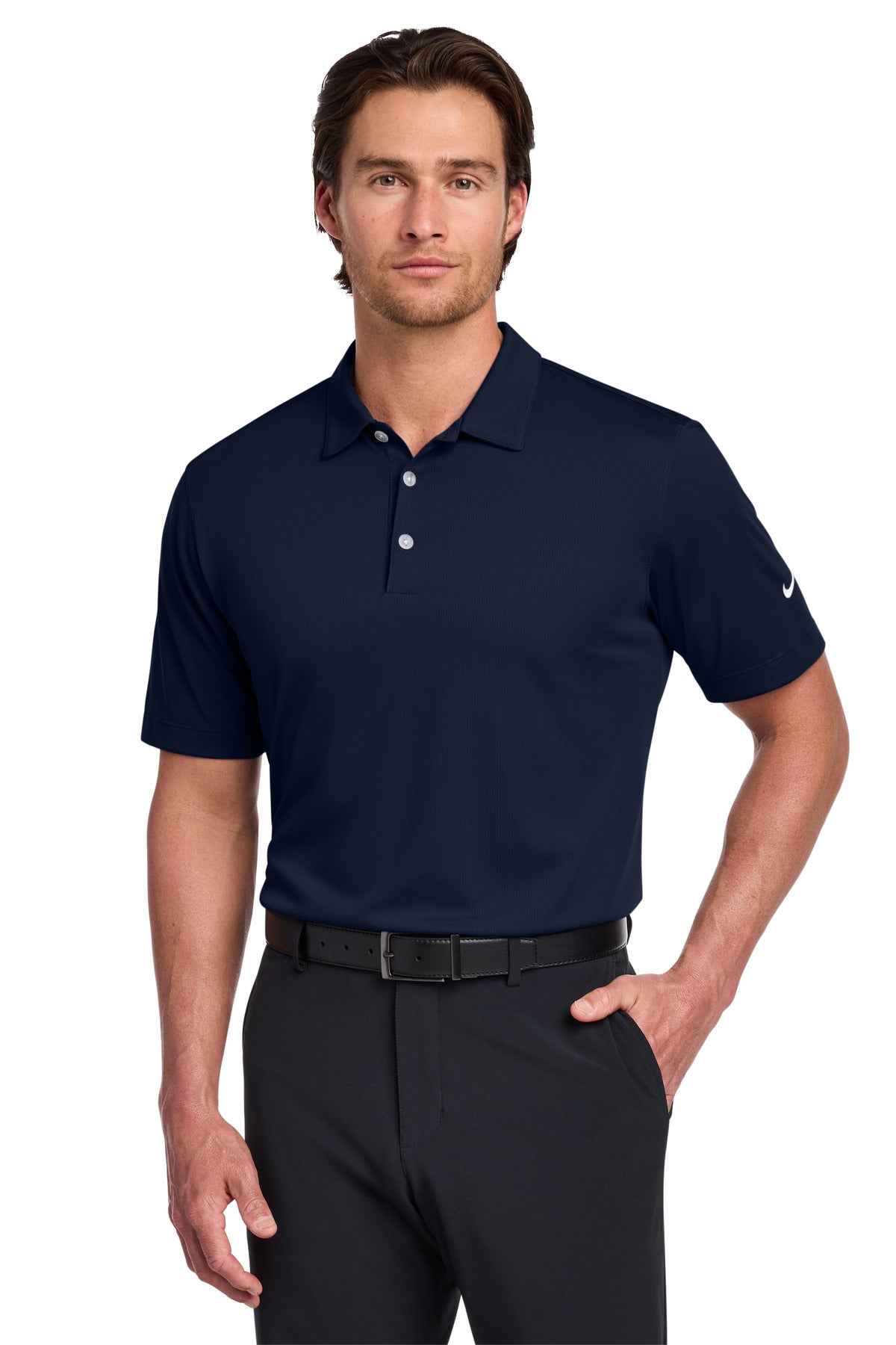 Custom logo Nike Dri-FIT Vertical Mesh Polo. 637167 in Marine