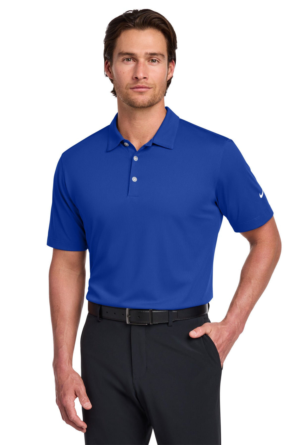 Custom logo Nike Dri-FIT Vertical Mesh Polo. 637167 in Old Royal