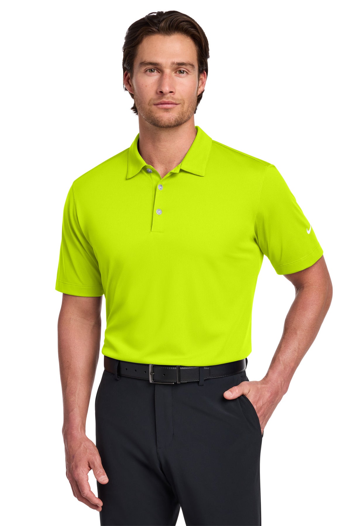 Custom logo Nike Dri-FIT Vertical Mesh Polo. 637167 in Volt