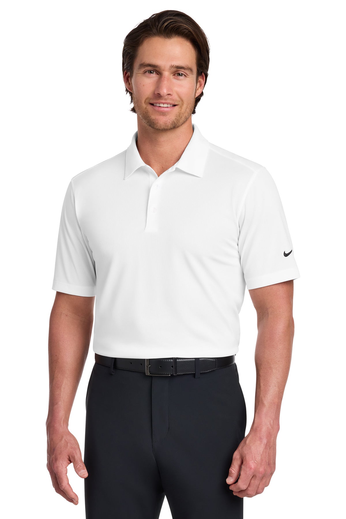 Custom logo Nike Dri-FIT Vertical Mesh Polo. 637167 in White